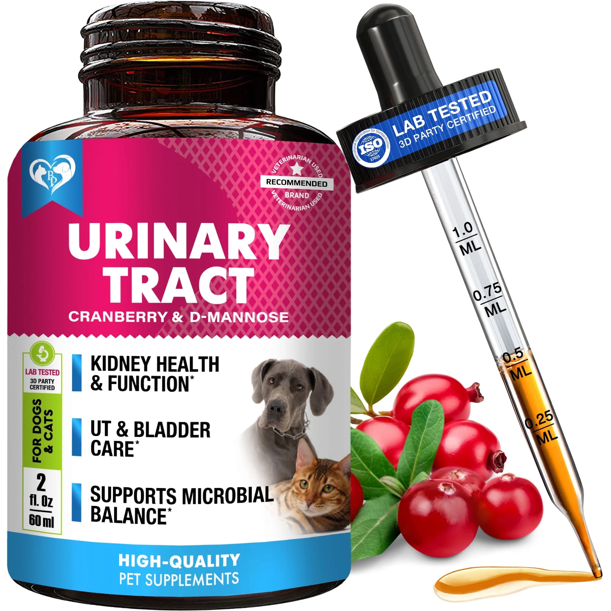 Cat & Dog Urinary Tract Infection Treatment & Natural UTI Cranberry -Kidney+Bladder Support Supplement