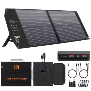Mesuvida 100W Portable Solar Panel for Power Station Generator Foldable Solar Charger 24V MC4 12V DC USB-A USB-C Output Fast Charging