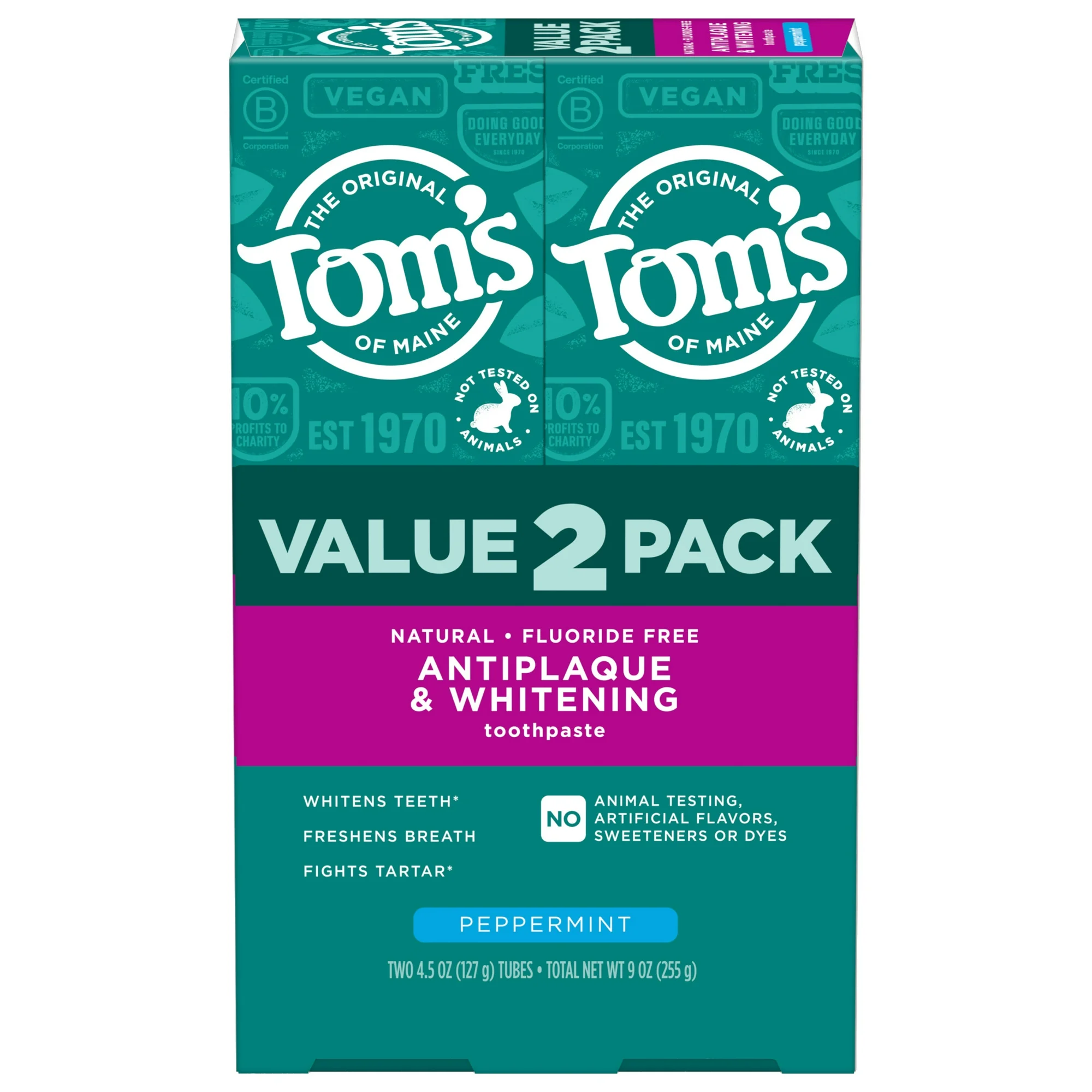 Tom’s of Maine Antiplaque and Whitening Fluoride Free Toothpaste